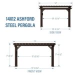 Ashford 14ft x 12ft Traditional Steel Pergola with Sail Shade Canopy and PowerPort - Image 3