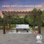Ashford 14ft x 12ft Traditional Steel Pergola with Sail Shade Canopy and PowerPort - Image 8