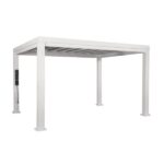 Windham 14ft x 10ft Modern Steel Pergola with Sail Shade Soft Canopy in White - Image 2