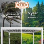 Windham 14ft x 10ft Modern Steel Pergola with Sail Shade Soft Canopy in White - Image 4