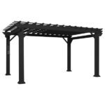 Stratford 14 ft x 10 ft Steel Pergola With Sail Shade Soft Canopy, Black - Image 2