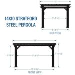 Stratford 14 ft x 10 ft Steel Pergola With Sail Shade Soft Canopy, Black - Image 4