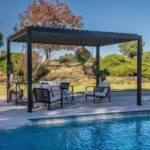 Somerville 14 ft x 10 ft Pergola in Barnwood Stain With PowerPort