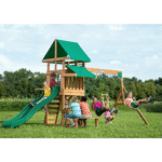 Canyon Creek All-Cedar Swing Set with Upper Fort, Rock Wall, Wave Slide, Web Swing & Play Kitchen - Image 2