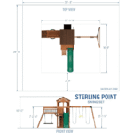 Sterling Point Wooden Swing Set With Covered Clubhouse, Slide, Belt Swings and Rock Wall - Image 7