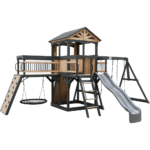 Backyard Discovery Timber Crossing Cedar Swing Set With Clubhouse, Slide and Disc Swing - Image 9