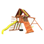 Woodplay Tiger Tower Combo A Wooden Swing Set With Slide, Rock Wall and Monkey Bars - Image 3