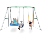 Heavy-Duty Steel A-Frame Swing Set With 45in Platform Swing and 2 Belt Swings - Image 3
