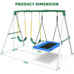 Heavy-Duty Steel A-Frame Swing Set With 45in Platform Swing and 2 Belt Swings - Image 7