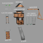 Canyon Creek All-Cedar Swing Set Playset with Rock Wall, Belt and Web Swings, Wave Slide and Play Kitchen - Image 3