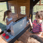 Canyon Creek All-Cedar Swing Set Playset with Rock Wall, Belt and Web Swings, Wave Slide and Play Kitchen - Image 7