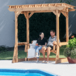 Backyard Discovery Callahan Cedar Wood Pergola Swing Bench, 2-Person, 600 lb Capacity - Image 4