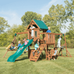 Knightsbridge Plus Complete Wooden Playset with Monkey Bars, Slide, Rock Wall and Swings - Image 5