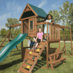 Knightsbridge Plus Complete Wooden Playset with Monkey Bars, Slide, Rock Wall and Swings - Image 6