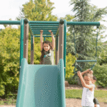 Lifetime Powder-Coated Steel Swing Set with 4 Swings, Trapeze Bar, Monkey Bars and 9 ft Wave Slide - Image 6