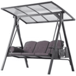 Purple Leaf 3-Seat Outdoor Patio Swing with Adjustable Hardtop Canopy and Side Tables - Image 9