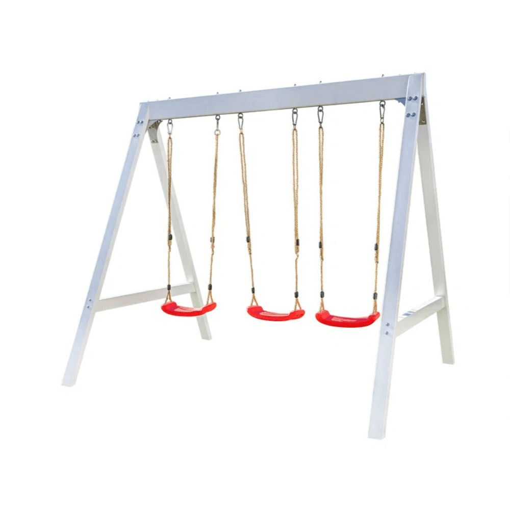 hw-76-image-1.png Sportspower Vinyl-Covered Wood Swing Set with Three Adjustable Blow-Moulded Seats - Image 1