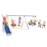 Sportspower Super 10 Metal Swing Set with Toddler Swing, Wave Slide, Glider and Seesaw - Image 10