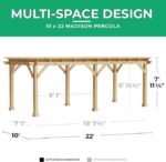 Yardistry Meridian 10 ft x 22 ft Premium Cedar Pergola with Natural Cedar Stain - Image 3