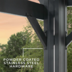 Backyard Discovery Stratford 16 x 12 ft Black Steel Pergola with Sail Shade Canopy - Image 8