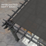 Backyard Discovery Stratford 12 x 10 ft Black Steel Pergola with Sail Shade Canopy - Image 9