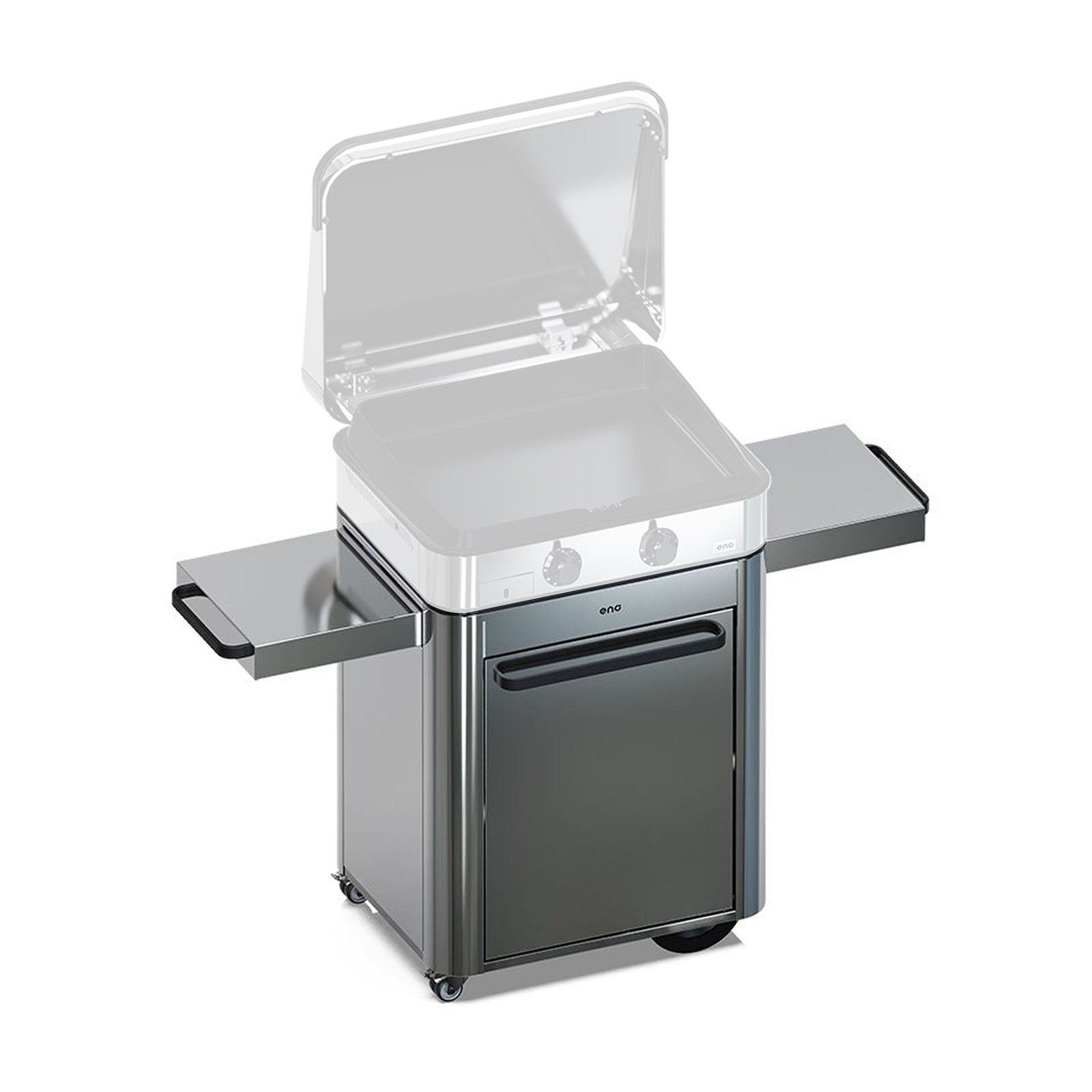 ss2.jpg ENO Enosign 65 Stainless Steel Plancha Cart with Sliding Side Shelves and Gas Storage - Image 1